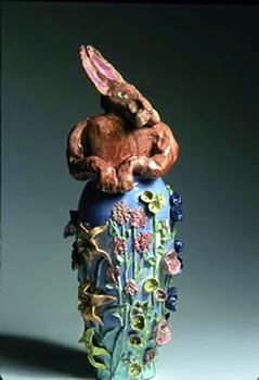 Rabbit in a Flower Garden Canopic Jar